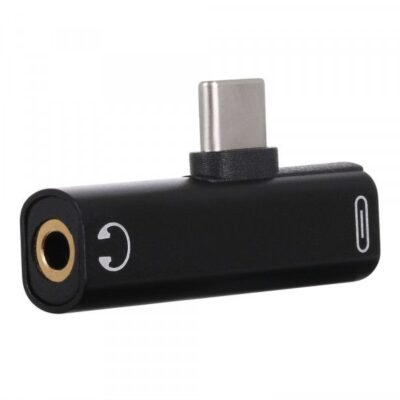 Adaptor USB Type C La Port Audio Jack 3,5mm Si Incarcare Negru