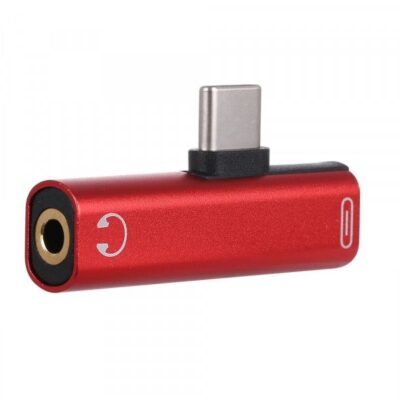 Adaptor USB Type C La Port Audio Jack 3,5mm Si Incarcare Rosu