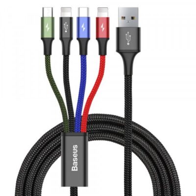 Cablu BASEUS Incarcare 4 in 1 Type C, Micro USB, Lightning Negru