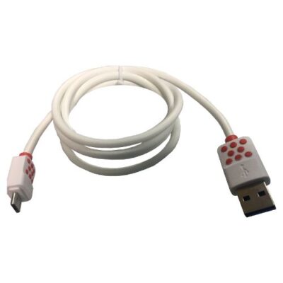 Cablu Date Si Incarcare Micro USB HTC Desire 501 Alb Cu Buline