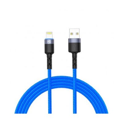 Cablu Date Si Incarcare USB La Lightning Tellur LED, 3A, 1,2 M, Albastru