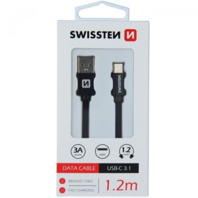 Cablu Date Si Incarcare USB Type C Textil 1,2 m Samsung Huawei LG Asus Allview Negru