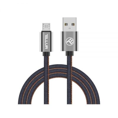 Cablu Denim Tellur Micro-USB 1m albastru
