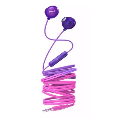 Casti audio Philips UpBeat SHE2305PP/00, intraauriculare, microfon incorporat, izolare fonica, lungime cablu 1,2m, Roz/Violet