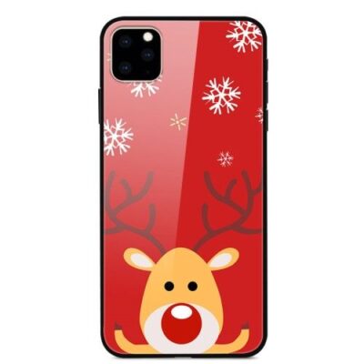 Husa iPhone 11 Pro Max Christmas Cu Spate Din Sticla Rosie