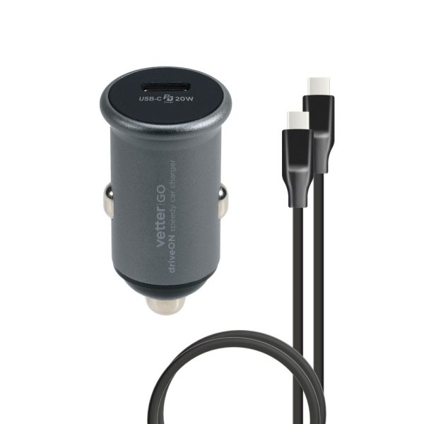 Incarcator driveON, Smart Car Charger with Type-C Cable, Vetter Go, Power Delivery, 20W