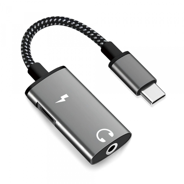 Adaptor Audio USB-C - USB-C / 3.5mm Techsuit AC22 AcustiCore, Gri