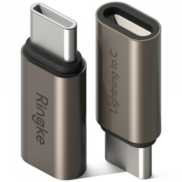 Adaptor Date si Incarcare Lightning - USB-C Ringke, Maro, Set 2 bucati
