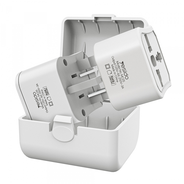 Adaptor Retea Yesido MC25 Travel CN/ US / EU / UK, Alb