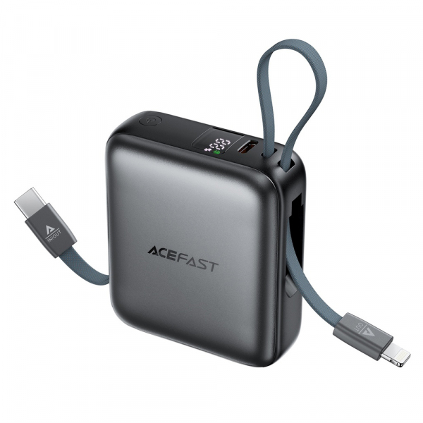 Baterie Externa Acefast M23, 10000mAh, 22.5W, QC + PD, 1 x Lightning - 2 x USB-C, Gri