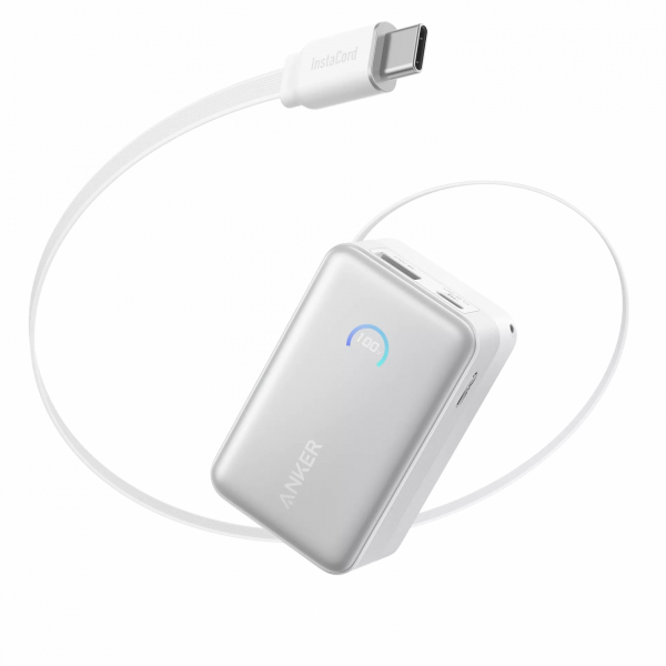 Baterie Externa Anker Nano, 10000mAh, 45W, QC + PD, 1 x USB-A - 2 x USB-C, Alba A1638H21