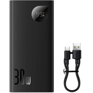 Baterie Externa Baseus Adaman2, 10000mAh, 30W, QC + PD, 1 x USB-C - 2 x USB-A, Neagra PPAD040101