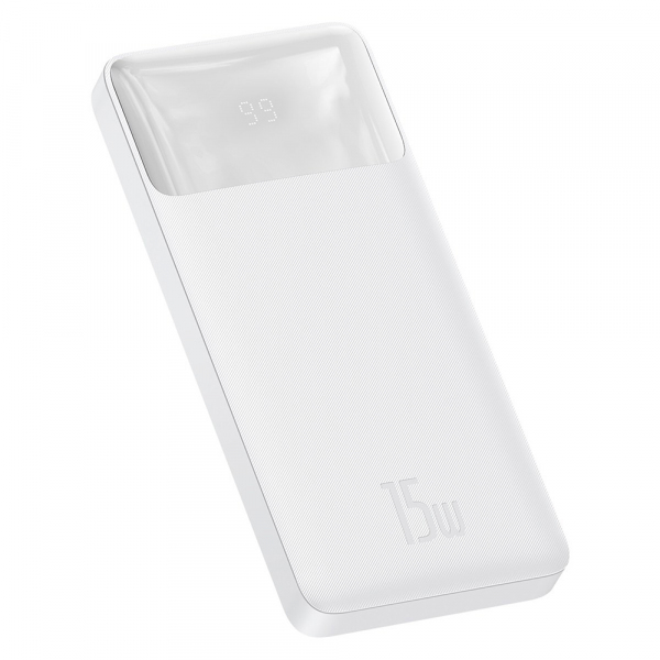 Baterie Externa Baseus Bipow, 10000mAh, 15W, 1 x USB-C - 2 x USB-A, Alba PPBD050002