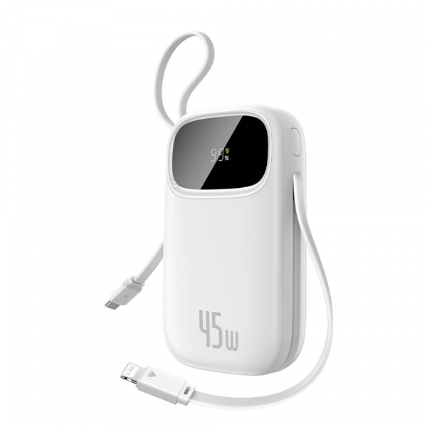 Baterie Externa Baseus EnerFill FC31 Qpow 3, 10000mAh, 45W, QC + PD, 1 x Lightning - 1 x USB-A - 2 x USB-C, Alba E0028C01