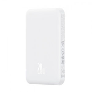 Baterie Externa Wireless Baseus Magnetic Mini, 5000mAh, 20W, PD + FQI, 1 x QI - 1 x USB-C, Alba P10022107223-00