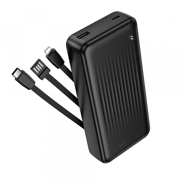 Baterie Externa Borofone BJ79 Clever, 20000mAh, 10W, 1 x Lightning - 1 x USB-A - 1 x USB-C, Neagra