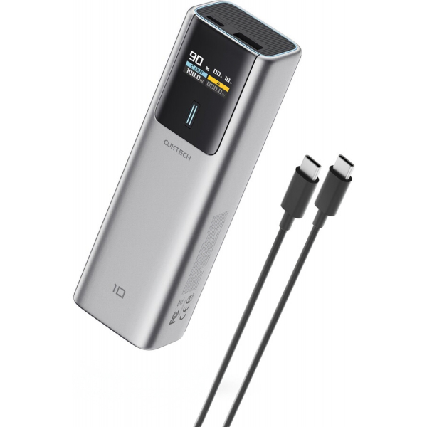 Baterie Externa Cuktech, 10000mAh, 150W, QC + PD, 1 x USB-A - 1 x USB-C, Gri CKPB100PGLBK