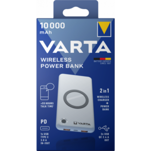 Baterie Externa Wireless Varta Energy, 10000mAh, 18W, QC + PD + FQI, 1 x QI - 1 x USB-C - 2 x USB-A, Alba