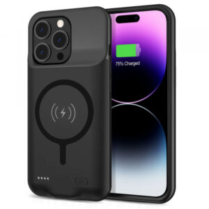 Baterie Externa Tip Husa Wireless Techsuit Power Pro Battery pentru Apple iPhone 15 Pro Max, 8500mAh, Neagra