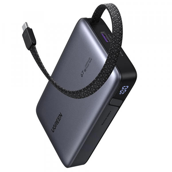 Baterie Externa UGREEN PB550, 20000mAh, 67W, QC + PD, 1 x USB-A - 2 x USB-C, Gri