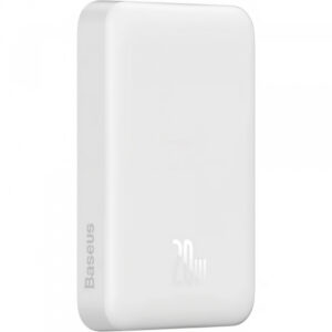 Baterie Externa Wireless Baseus Magnetic Mini, 10000mAh, 20W, PD + FQI, 1 x QI - 1 x USB-C, Alba PPCX070002