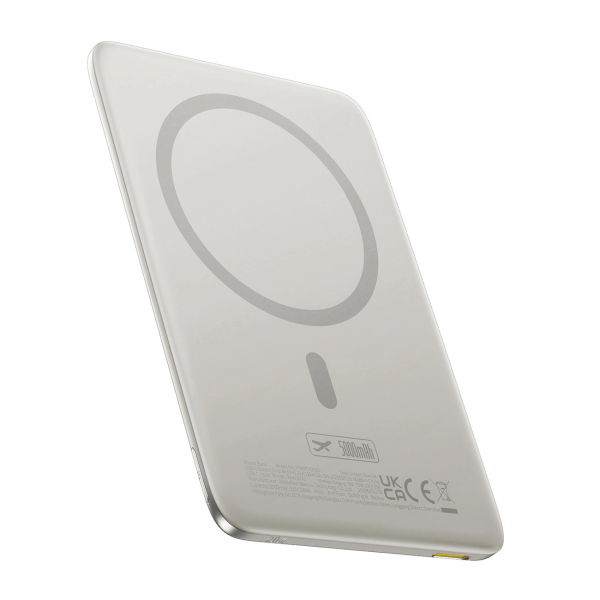 Baterie Externa Wireless Baseus PicoGo AM41, 5000mAh, 20W, PD + FQI, 1 x QI - 1 x USB-C, Bej