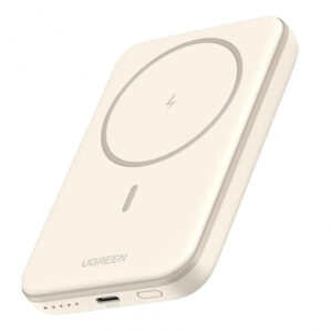 Baterie Externa Wireless UGREEN PB560, 5000mAh, 15W, PD + QI, 1 x QI - 1 x USB-C, Bej