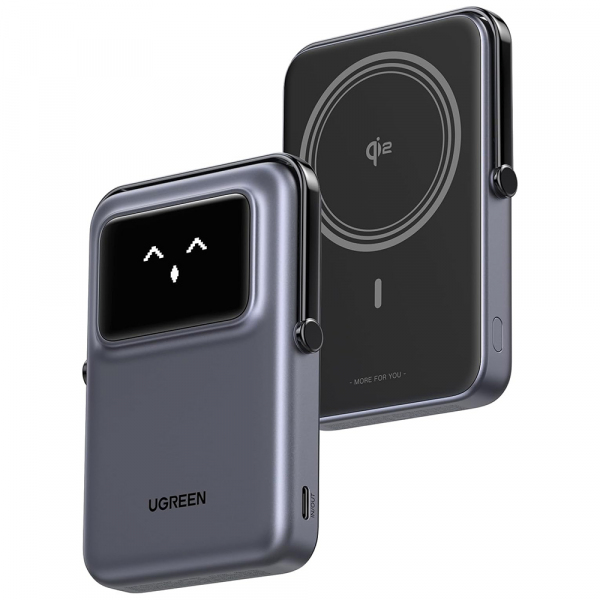 Baterie Externa Wireless UGREEN PB764 Uno, 10000mAh, 20W, PD + FQI, 1 x QI - 1 x USB-C, Gri