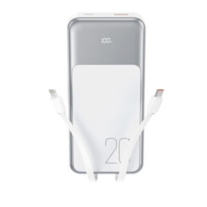 Baterie Externa XO Design PR249, 20000mAh, 22.5W, QC + PD, 1 x Lightning - 1 x USB-A - 2 x USB-C, Alba