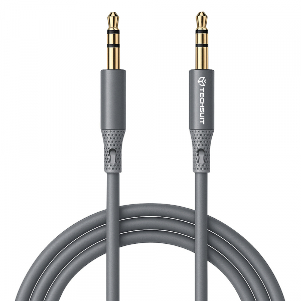 Cablu Audio 3.5mm - 3.5mm Techsuit AC3 SoundFlex, 1m, Gri