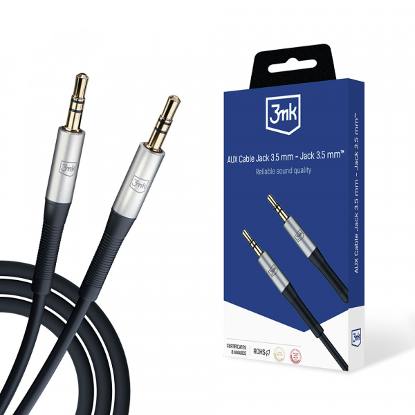 Cablu Audio 3.5mm - 3.5mm 3MK, 1m, Negru