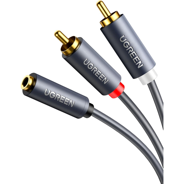 Cablu Audio 3.5mm - 2 x RCA UGREEN AV102, 1m, Gri