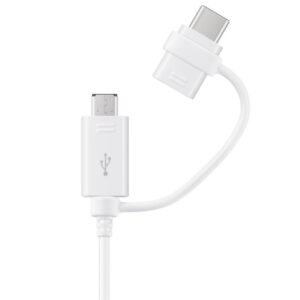 Cablu Date si Incarcare USB-A - USB-C / microUSB Samsung Combo 2in1, 18W, 1.5m, Alb EP-DG930DWEGWW