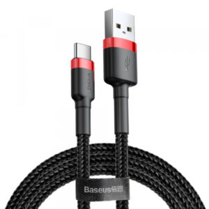 Cablu Date si Incarcare USB-A - USB-C Baseus Cafule, 60W, 1m, Rosu CATKLF-B91