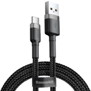 Cablu Date si Incarcare USB-A - USB-C Baseus Cafule, 60W, 1m, Gri CATKLF-BG1