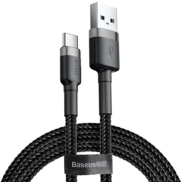 Cablu Date si Incarcare USB-A - USB-C Baseus Cafule, 60W, 1m, Gri CATKLF-BG1