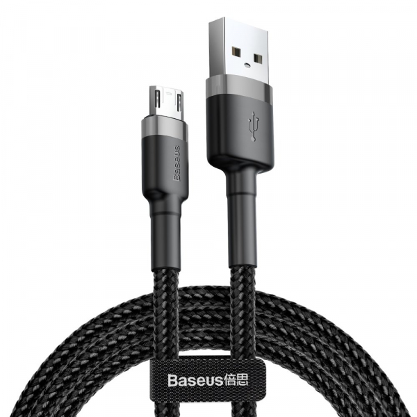 Cablu Date si Incarcare USB-A - microUSB Baseus Cafule, 18W, 3m, Gri CAMKLF-HG1
