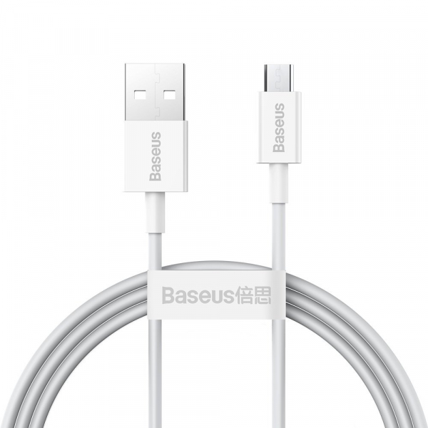 Cablu Date si Incarcare USB-A - microUSB Baseus Superior Series, 18W, 2m, Alb CAMYS-A02