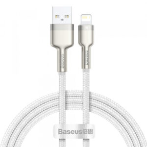 Cablu Date si Incarcare USB-A - Lightning Baseus Cafule Metal Series, 18W, 1m, Alb CALJK-A02