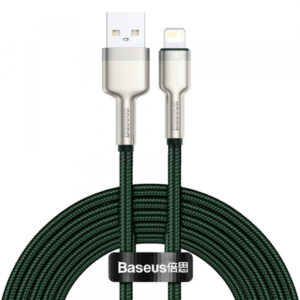Cablu Date si Incarcare USB-A - Lightning Baseus Cafule Metal Series, 18W, 2m, Verde CALJK-B06