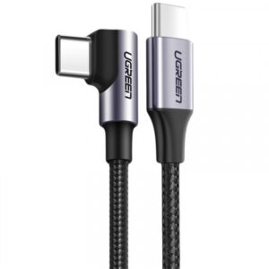 Cablu Date si Incarcare USB-C - USB-C UGREEN US255 Angled, 60W, 1m, Gri