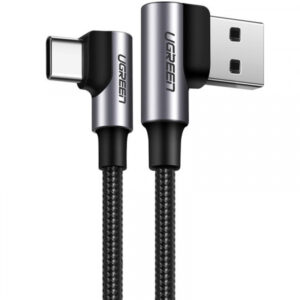 Cablu Date si Incarcare USB-A - USB-C UGREEN US255 Angled, 60W, 1m, Gri
