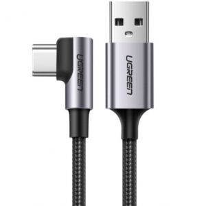 Cablu Date si Incarcare USB-A - USB-C UGREEN US284 Angled, 18W, 3m, Gri