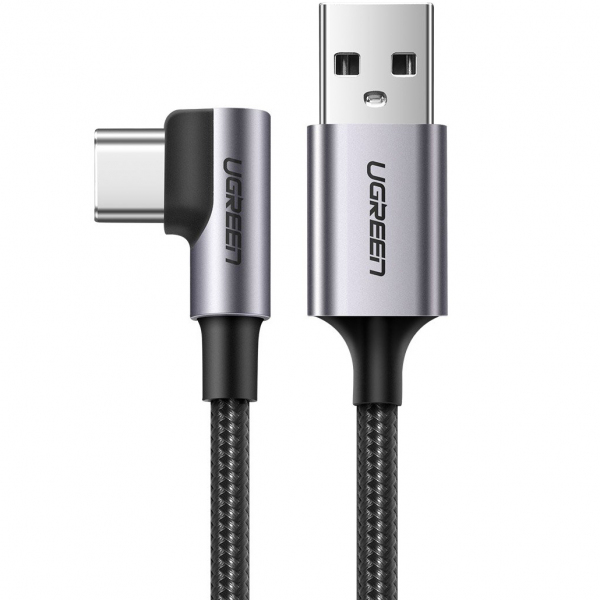 Cablu Date si Incarcare USB-A - USB-C UGREEN US284 Angled, 18W, 3m, Gri