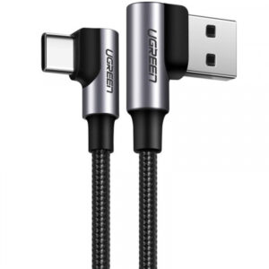 Cablu Date si Incarcare USB-A - USB-C UGREEN US176 Angled, 18W, 2m, Negru