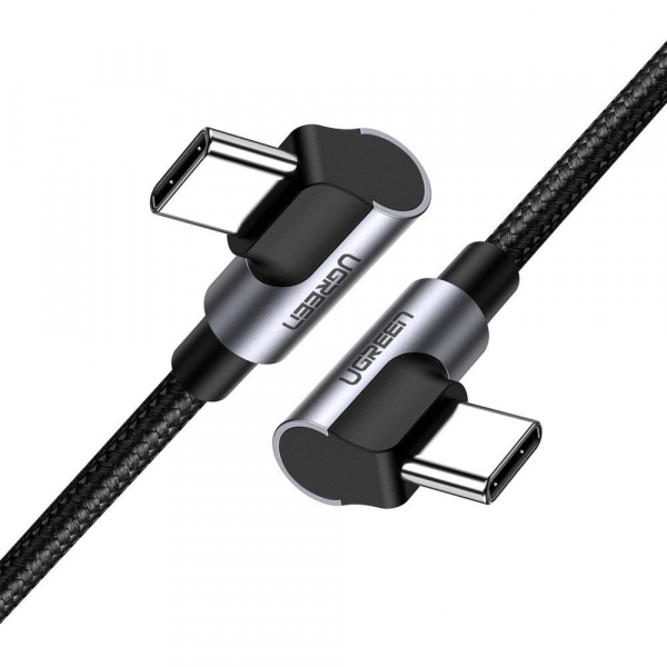Cablu Date si Incarcare USB-C - USB-C UGREEN US323 Angled, 60W, 1m, Negru