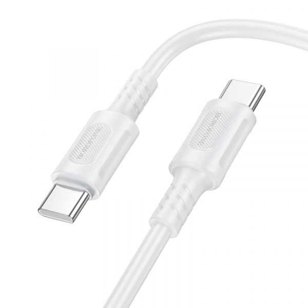 Cablu Date si Incarcare USB-C - USB-C Borofone BX111 Feliz, 60W, 1m, Alb