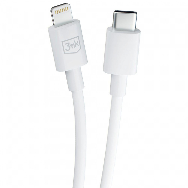 Cablu Date si Incarcare USB-C - Lightning 3MK Hyper, 20W, 1.2m, Alb