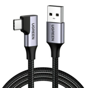 Cablu Date si Incarcare USB-A - USB-C UGREEN US385 Angled, 60W, 1m, Gri