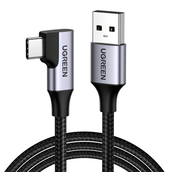 Cablu Date si Incarcare USB-A - USB-C UGREEN US385 Angled, 60W, 1m, Gri